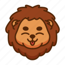 lion, emoji, emoticon, happy, smiley, expression