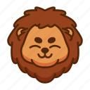 lion, happy, smile, emoji