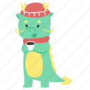 chinese dragon, dragon, drinking, coffee, winter, year of the dragon, chinese zodiac