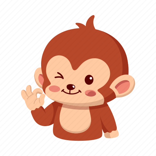 Monkey, sticker, emoji, emoticon, ok, okay icon - Download on Iconfinder