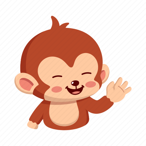 Monkey, sticker, hello, emoticon, emoji icon - Download on Iconfinder