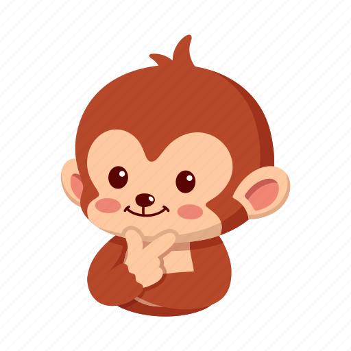 Monkey, sticker, emoji, emoticon, curious, thinking icon - Download on Iconfinder
