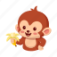 monkey, sticker, emoji, emoticon, eat, banana 