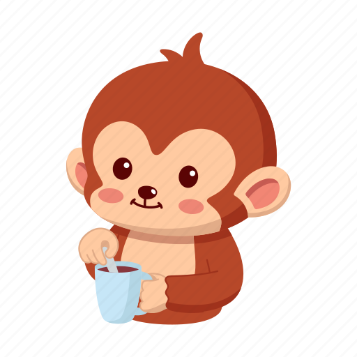 Monkey, sticker, emoji, emoticon, drink icon - Download on Iconfinder