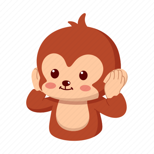 Monkey, sticker, emoticon, emotion, emoji, close, ear icon - Download on Iconfinder