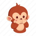 monkey, sticker, emoji, emoticon, silent, silence, mouth