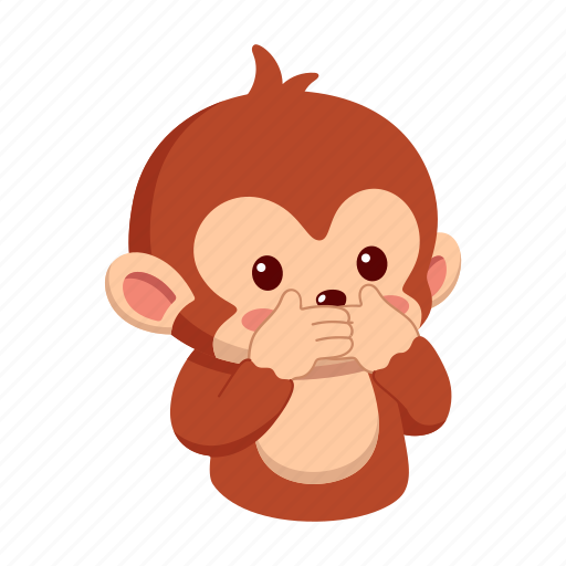 Monkey, sticker, emoji, emoticon, silent, silence, mouth icon - Download on Iconfinder