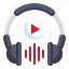 headphone, video, play button, video player, music and multimedia 
