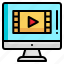 video, computer, video player, entertainment, play button, music and multimedia, monitor screen 