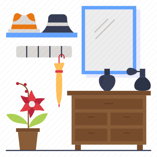 Plant, side table, umbrella, flower pot, mirror, dressing table icon - Download on Iconfinder