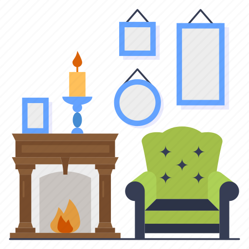Chimney, flue, couch, household, picture frame, furniture, sofa icon - Download on Iconfinder