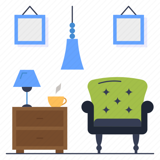 Roof lamp, couch, picture frame, furniture, sitting area, table, sofa icon - Download on Iconfinder