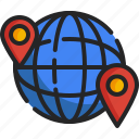 earth, grid, pin, location, world, map, traveler