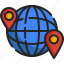 earth, grid, pin, location, world, map, traveler 