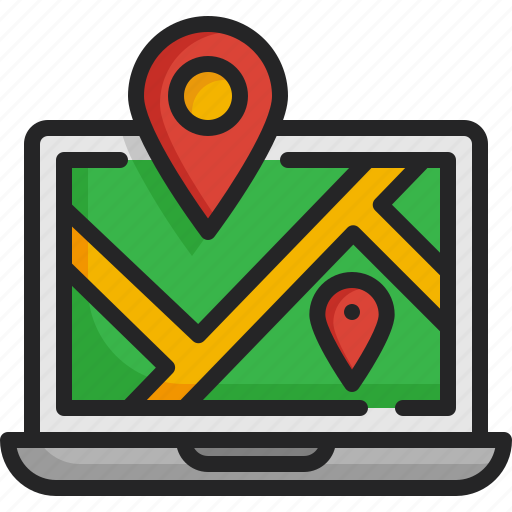 Location, point, laptop, map, pin, navigation, eletronic icon - Download on Iconfinder