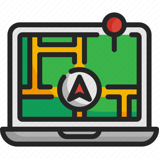 Pin, map, laptop, navigation, navigator, location, gps icon - Download on Iconfinder