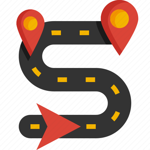 Route, navigation, pin, location, road, directional, sign icon - Download on Iconfinder