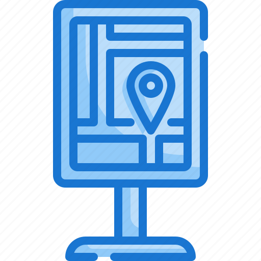 Billboard, poster, map, pin, advertisement, advertisign, location icon - Download on Iconfinder