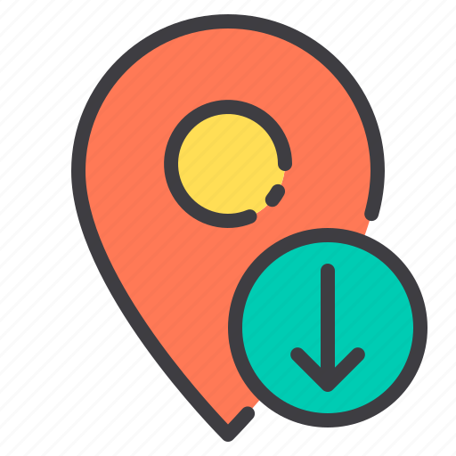 Arrow, down, location, marker, navigator, pointer icon - Download on Iconfinder