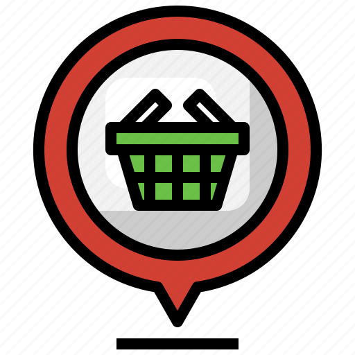 Basket, shopping, pin, maps, location icon - Download on Iconfinder