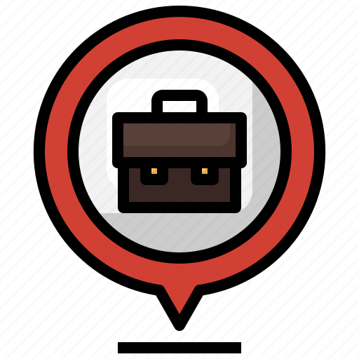 Briefcase, maps, location, pin, work icon - Download on Iconfinder
