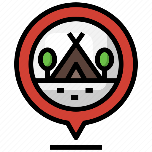 Cmaping, pin, tent, forest, locationz icon - Download on Iconfinder