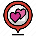 heart, love, pin, map, location