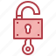 open, padlock, unblocked, unprotected, security, key 