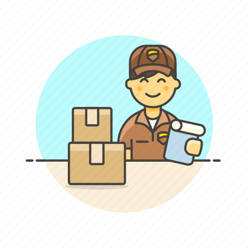 Logistic, mailman, box, delivery, package, sign icon - Download on Iconfinder