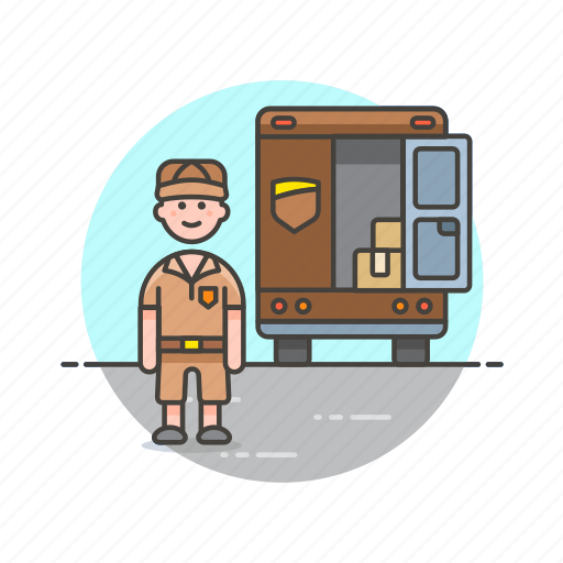 Logistic, mailman, truck, cargo, transport, vehicle, delivery icon - Download on Iconfinder