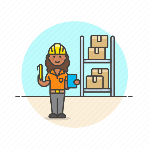Logistic, warehouse, worker, delivery, package, storage, woman icon - Download on Iconfinder