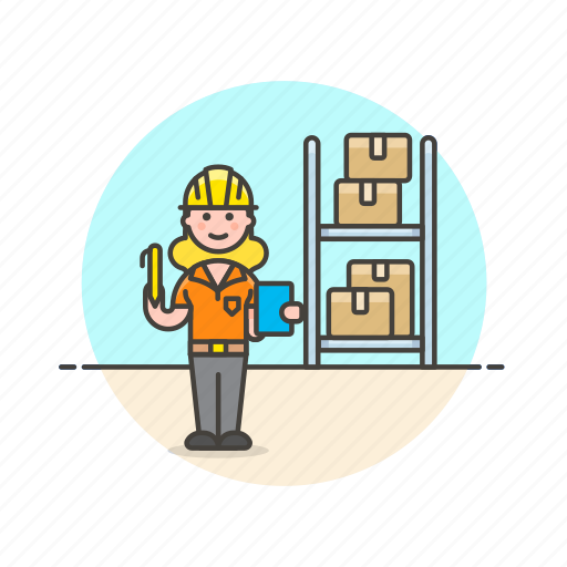 Logistic, warehouse, worker, delivery, package, storage, woman icon - Download on Iconfinder