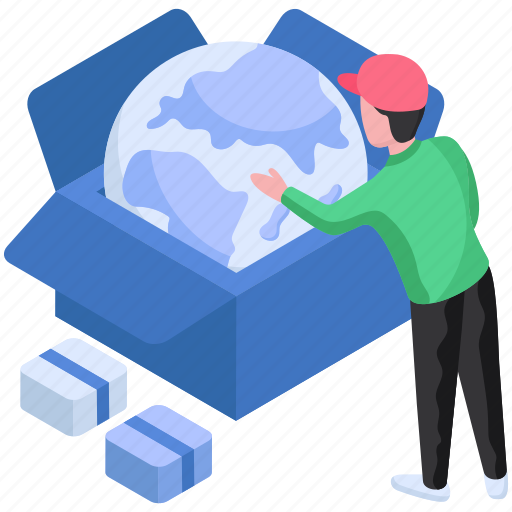 Global parcel, global package, global delivery, global carton, logistic delivery icon - Download on Iconfinder