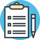 checklist, clipboard, document, pen, questionnaire icon