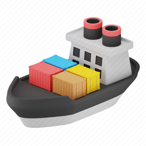 Cargo, ship, sea, freight, boat, cruise, shipping 3D illustration - Download on Iconfinder