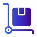 crate, packages, delivery, trolley