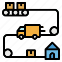 deliver, map, process, transportation, truck