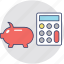 budget, calculation, finance, piggy calculator, piggy with calculator 