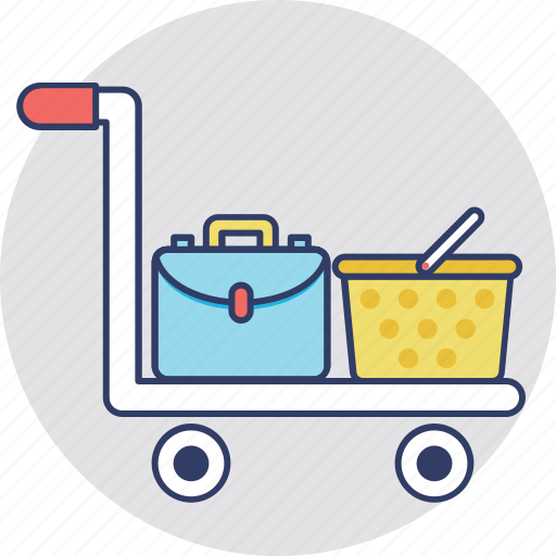 Hand trolley, hand truck, luggage cart, pushcart, trolley icon - Download on Iconfinder