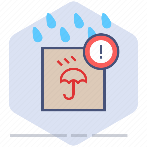 Caution, delivery, logistics, packet, rain, shipping, warning icon - Download on Iconfinder