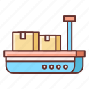 barge, cargo, delivery, transportation