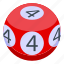 four, number, lottery, ball, isometric 