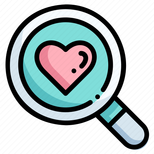 Search, searching, finding, magnifying glass, heart, love, love and romance icon - Download on Iconfinder