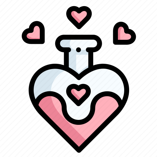 Love potion, potion, romantic, flask, chemical, heart, love icon - Download on Iconfinder
