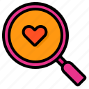 magnifying, glass, heart, search, find, love