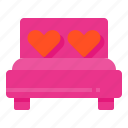 double, bed, love, heart, furniture
