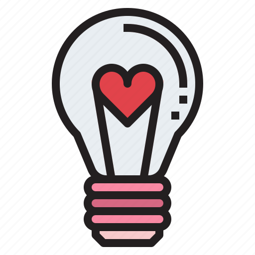 Idea, invention, romantic, lightbulb, mind, think, heart icon - Download on Iconfinder