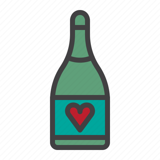 Champagne, bottle, heart, love icon - Download on Iconfinder