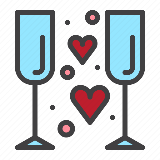 Champagne, glasses, heart, love icon - Download on Iconfinder