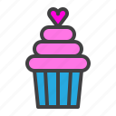 cupcake, heart, love, valentine